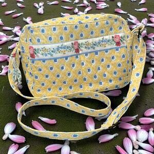 Vintage Vera Bradley Crossbody Shoulder Bag Elizabeth Yellow Cottage Flora Purse